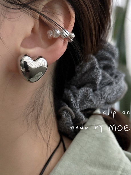 [MADE MOE][무배][귀찌선택가능]볼드 하트 귀찌 나사형 귀안뚫는 귀걸이